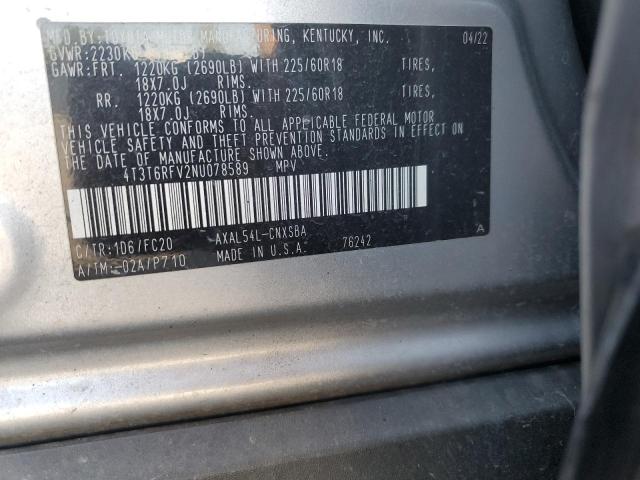 VIN 4T3T6RFV2NU078589 2022 Toyota RAV4, SE no.13