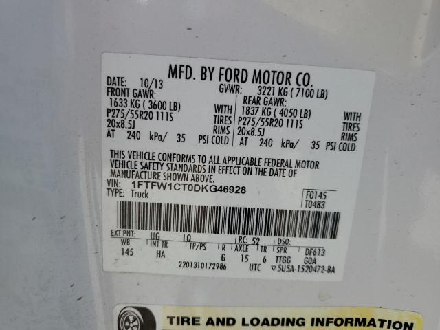 VIN 1FTFW1CT0DKG46928 2013 Ford F-150, Supercrew no.12