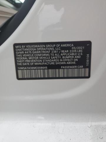 2021 VOLKSWAGEN PASSAT SE - 1VWSA7A36MC008645
