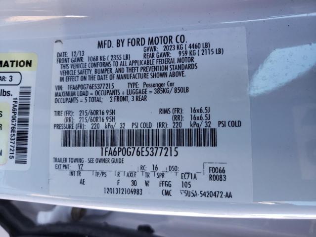 VIN 1FA6P0G76E5377215 2014 Ford Fusion, S no.13