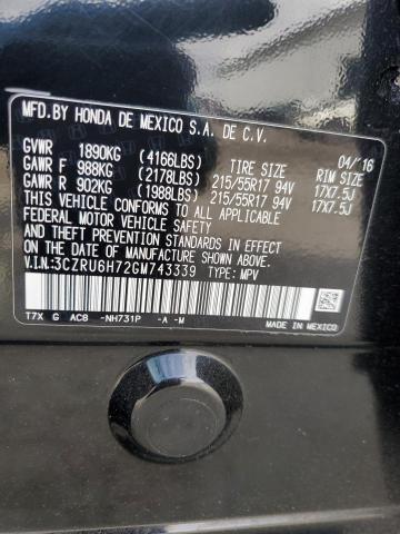 2016 HONDA HR-V EXL - 3CZRU6H72GM743339