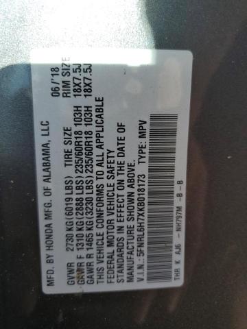 VIN 5FNRL6H7XKB018173 2019 Honda Odyssey, Exl no.13