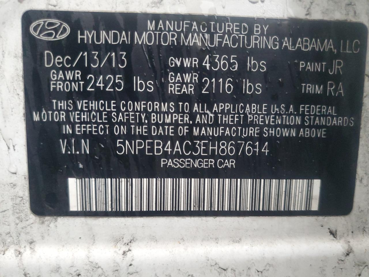 Lot #2925804829 2014 HYUNDAI SONATA GLS