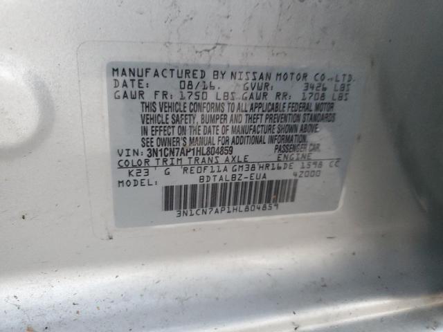 2017 NISSAN VERSA S - 3N1CN7AP1HL804859