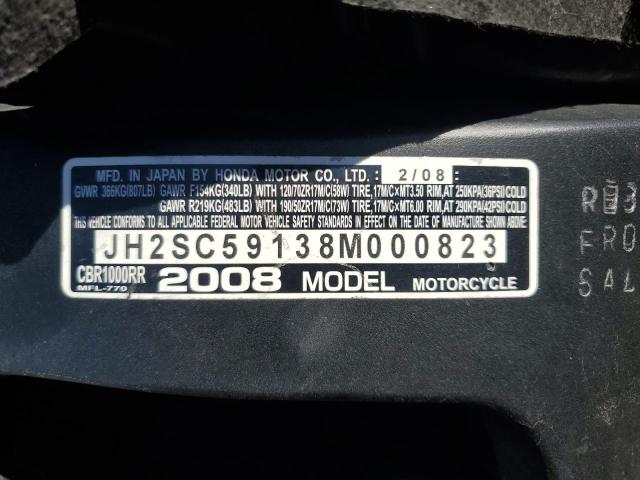 2008 HONDA CBR1000 RR JH2SC59138M000823