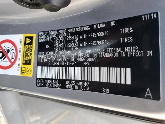 2015 TOYOTA HIGHLANDER - 5TDJKRFH4FS113441