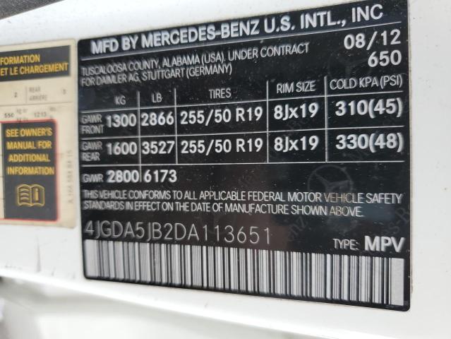 VIN 4JGDA5JB2DA113651 2013 Mercedes-Benz ML-Class, 350 no.13