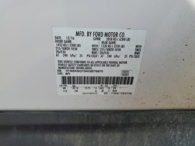2017 FORD EXPLORER S - 1FM5K8GT9HGB70970