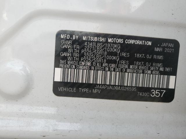 2021 MITSUBISHI OUTLANDER - JA4APVAUXMU026595