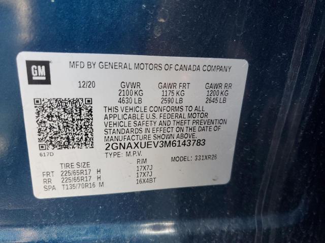 2021 CHEVROLET EQUINOX LT - 2GNAXUEV3M6143783