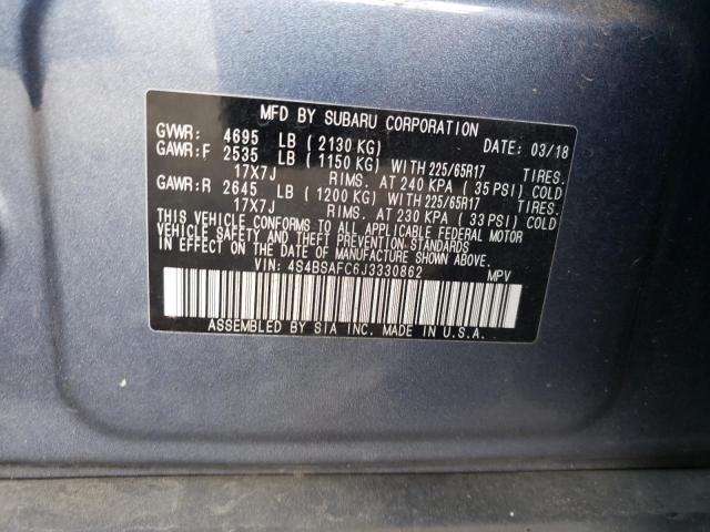 VIN 4S4BSAFC6J3330862 2018 Subaru Outback, 2.5I Pre... no.13