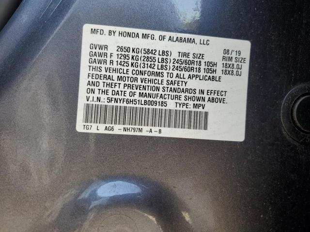 VIN 5FNYF6H51LB009185 2020 HONDA PILOT no.13