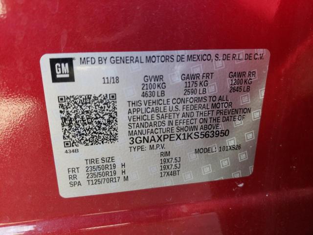 VIN 3GNAXPEX1KS563950 2019 Chevrolet Equinox, Premier no.13