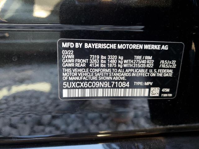 2022 BMW X7 M50I 5UXCX6C09N9L71084