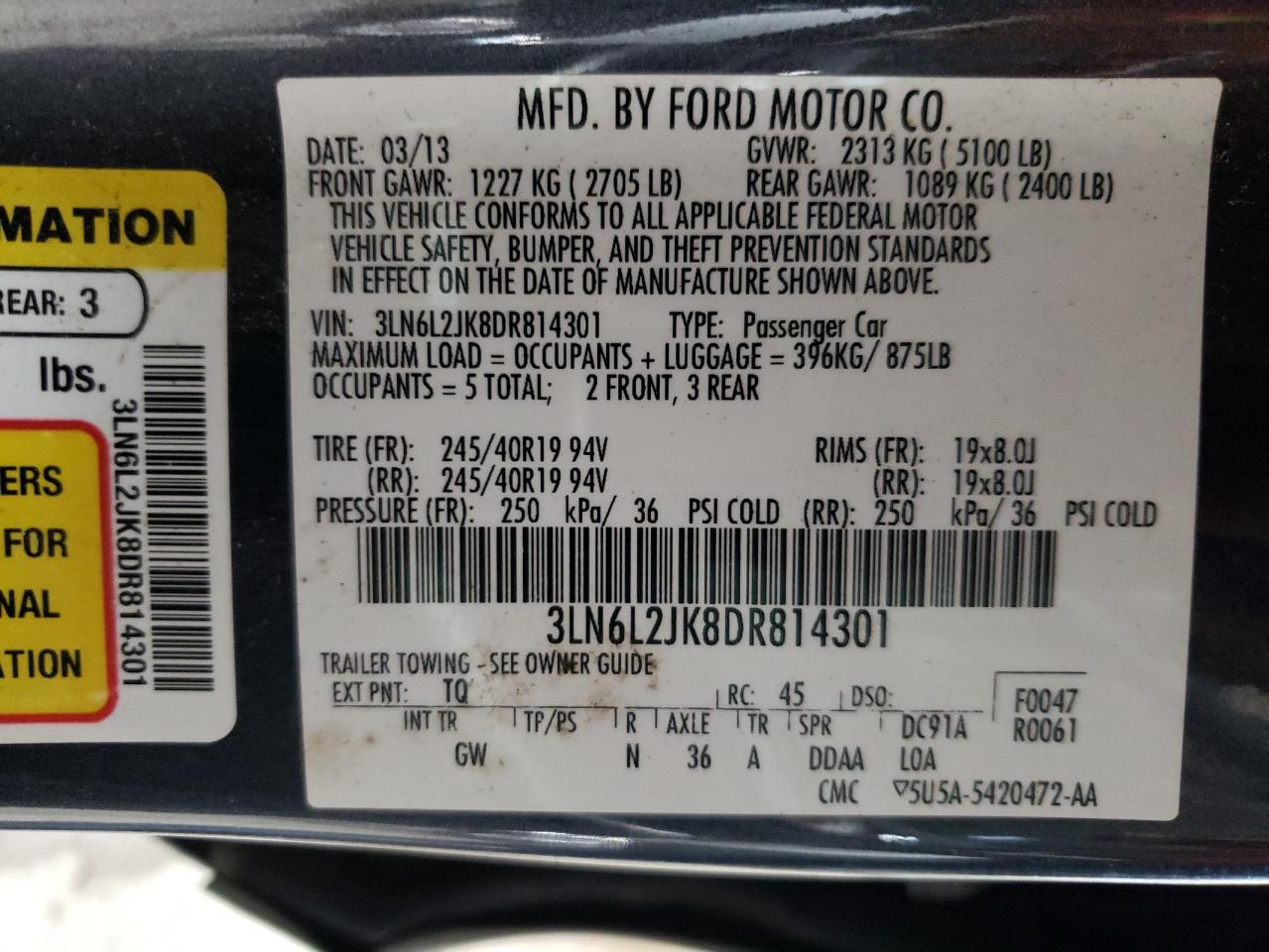 Lot #2937516357 2013 LINCOLN MKZ