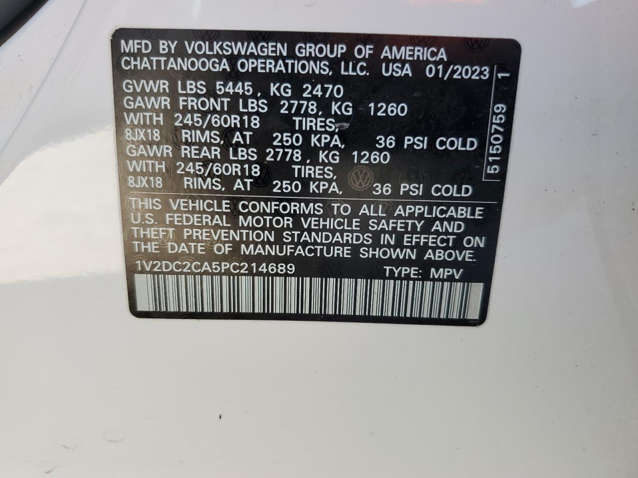 Lot #3027118816 2023 VOLKSWAGEN ATLAS CROS