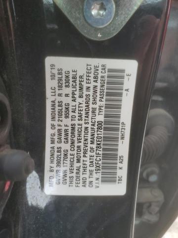 VIN 19XFC1F78KE017800 2019 Honda Civic, Exl no.12