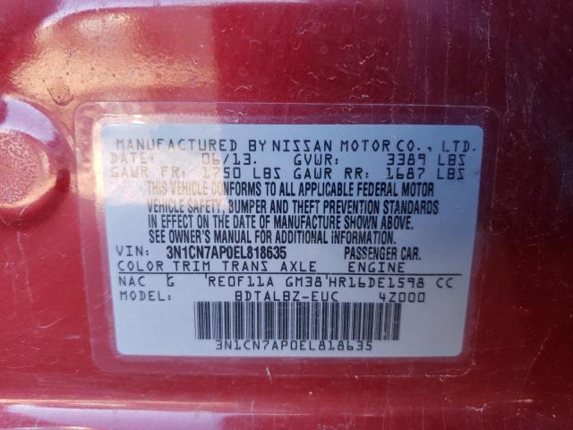 VIN 3N1CN7AP0EL818635 2014 NISSAN VERSA no.12