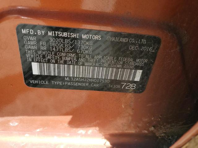 2017 MITSUBISHI MIRAGE GT ML32A5HJ2HH017530