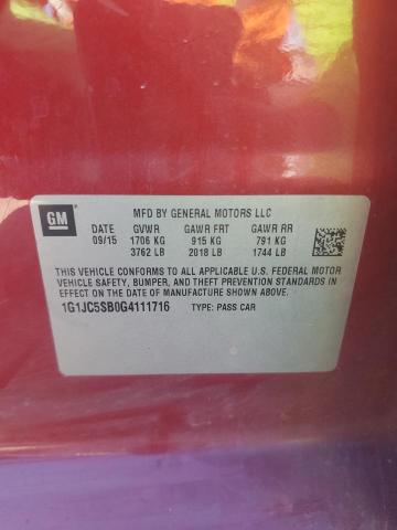 2016 CHEVROLET SONIC LT - 1G1JC5SB0G4111716