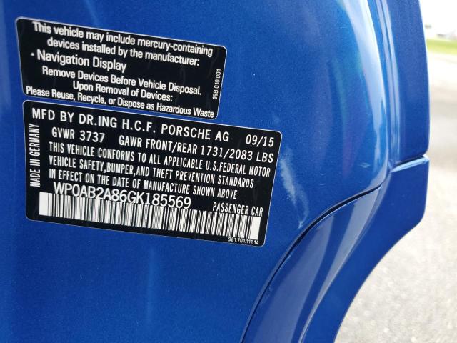 2016 PORSCHE CAYMAN S WP0AB2A86GK185569
