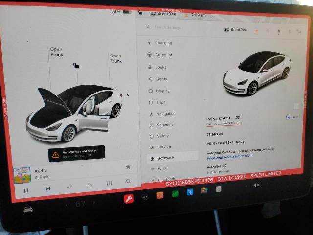 2019 TESLA MODEL 3 - 5YJ3E1EB5KF514476
