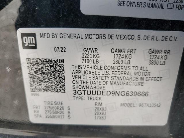 2022 GMC SIERRA K15 - 3GTUUDED9NG639666