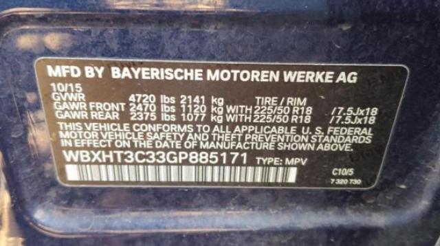 VIN WBXHT3C33GP885171 2016 BMW X1 no.14