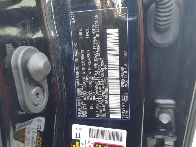 VIN 5TDBZRBH0NS572552 2022 Toyota Highlander, L no.14