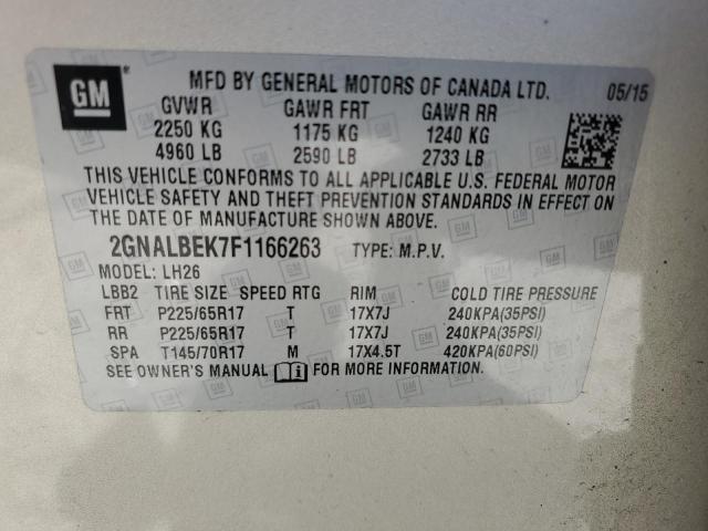2015 CHEVROLET EQUINOX LT - 2GNALBEK7F1166263
