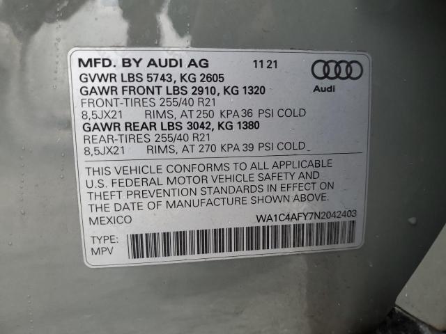 2022 AUDI SQ5 PRESTI WA1C4AFY7N2042403