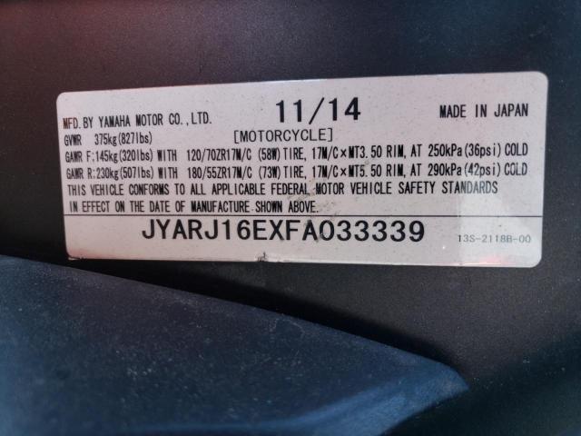 2015 YAMAHA YZFR6 JYARJ16EXFA033339