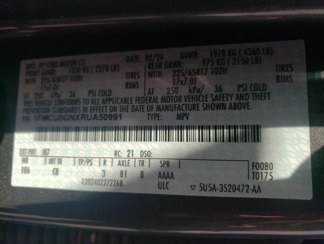 2024 FORD ESCAPE ACT - 1FMCU0GNXRUA50991