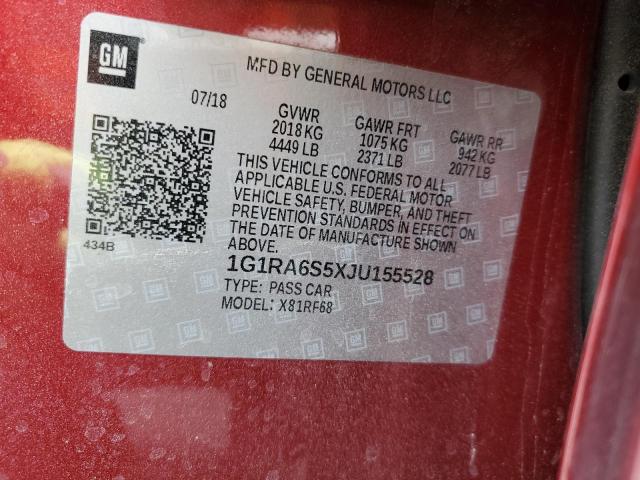 2018 CHEVROLET VOLT LT - 1G1RA6S5XJU155528
