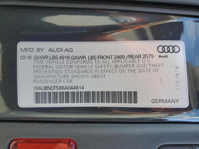 2019 AUDI A5 PREMIUM - WAUBNCF5XKA044614