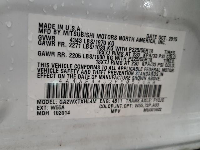 2015 MITSUBISHI OUTLANDER - 4A4AP4AU2FE057460