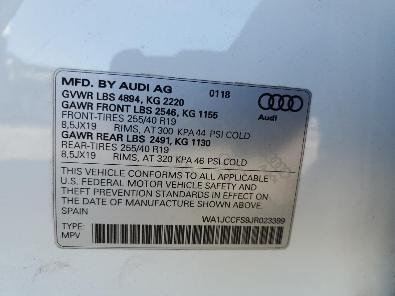 Lot #2921121524 2018 AUDI Q3 PREMIUM