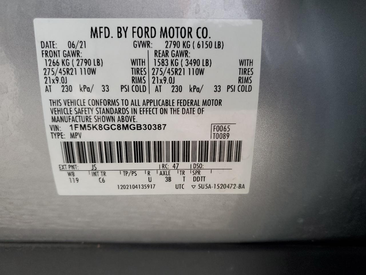 Lot #2976724794 2021 FORD EXPLORER S