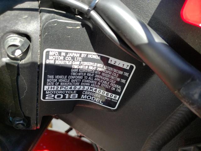 2018 HONDA CBR600 RR - JH2PC40J3JK400606