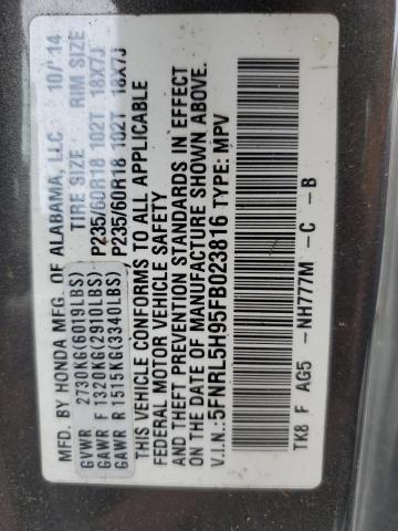 2015 HONDA ODYSSEY TO - 5FNRL5H95FB023816