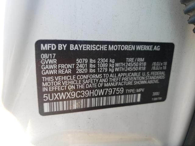 2017 BMW X3 XDRIVE2 - 5UXWX9C39H0W79759