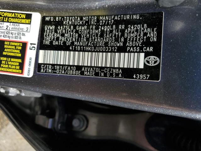 VIN 4T1B11HK0JU003312 2018 Toyota Camry, L no.13