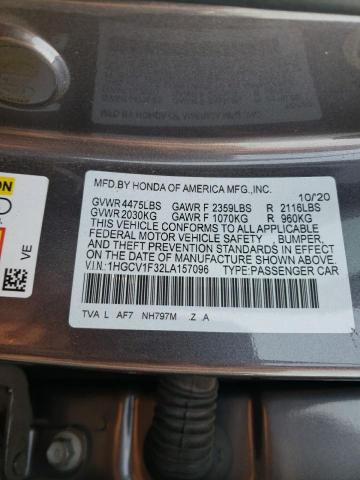 VIN 1HGCV1F32LA157096 2020 HONDA ACCORD no.12