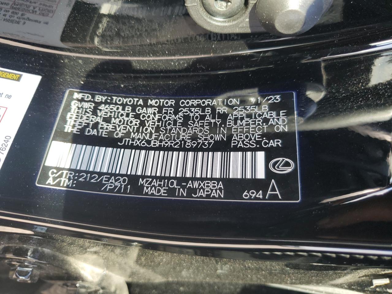 Lot #2989333739 2024 LEXUS UX 250H BA