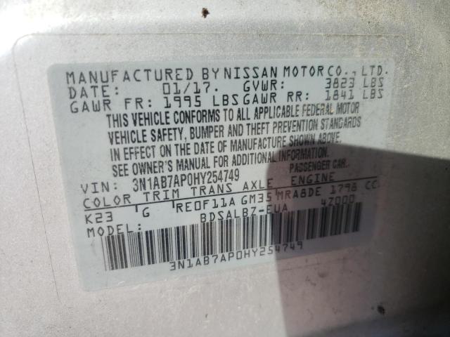 VIN 3N1AB7AP0HY254749 2017 Nissan Sentra, S no.12