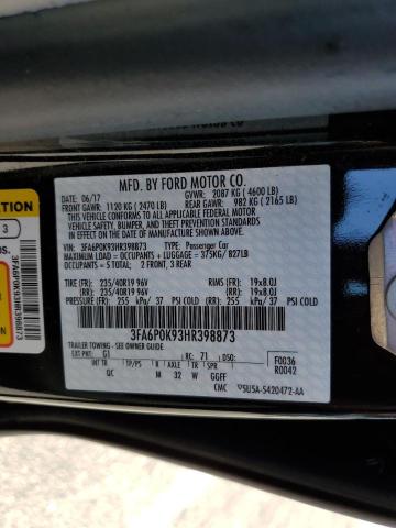 VIN 3FA6P0K93HR398873 2017 Ford Fusion, Titanium no.13