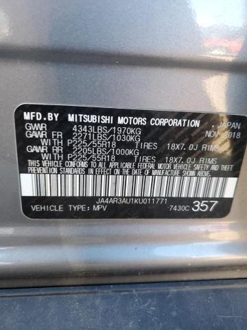 2019 MITSUBISHI OUTLANDER - JA4AR3AU1KU011771