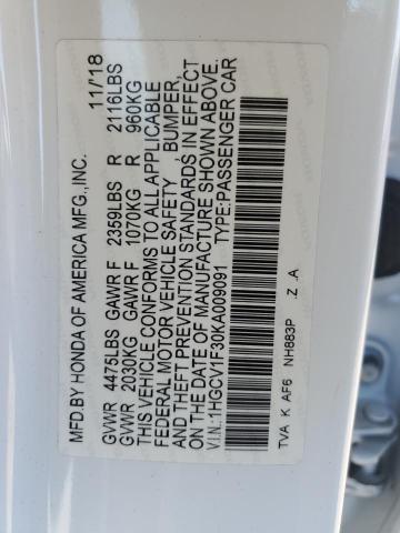 2019 HONDA ACCORD SPO - 1HGCV1F30KA009091