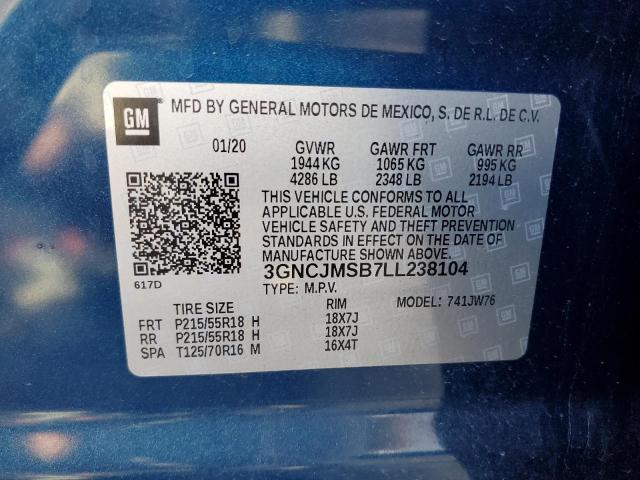 2020 CHEVROLET TRAX PREMI 3GNCJMSB7LL238104