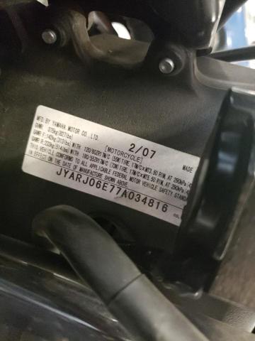 2007 YAMAHA YZFR6 S JYARJ06E77A034816